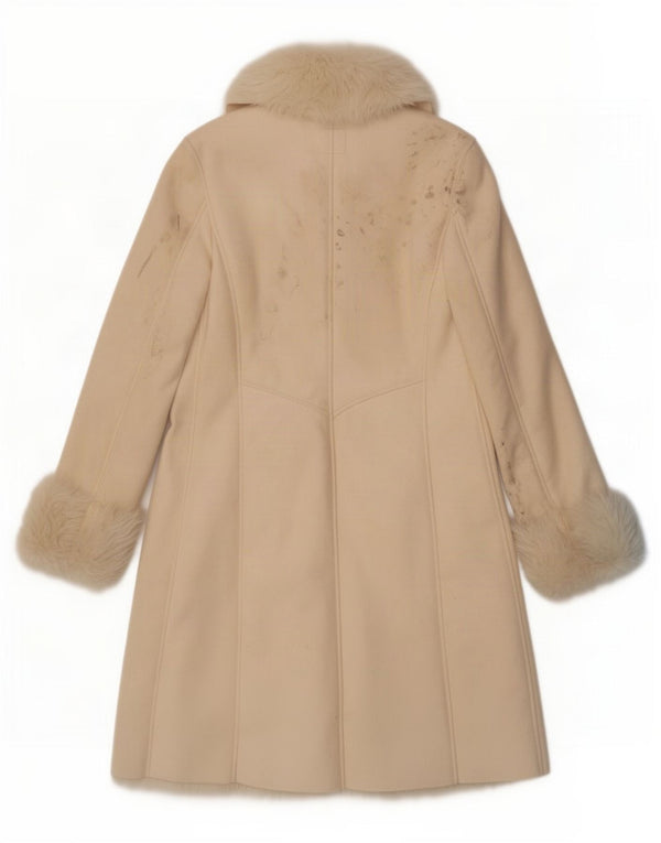 Sobretudo feminino Sherpa Esprit UK 18 XL poliéster bege