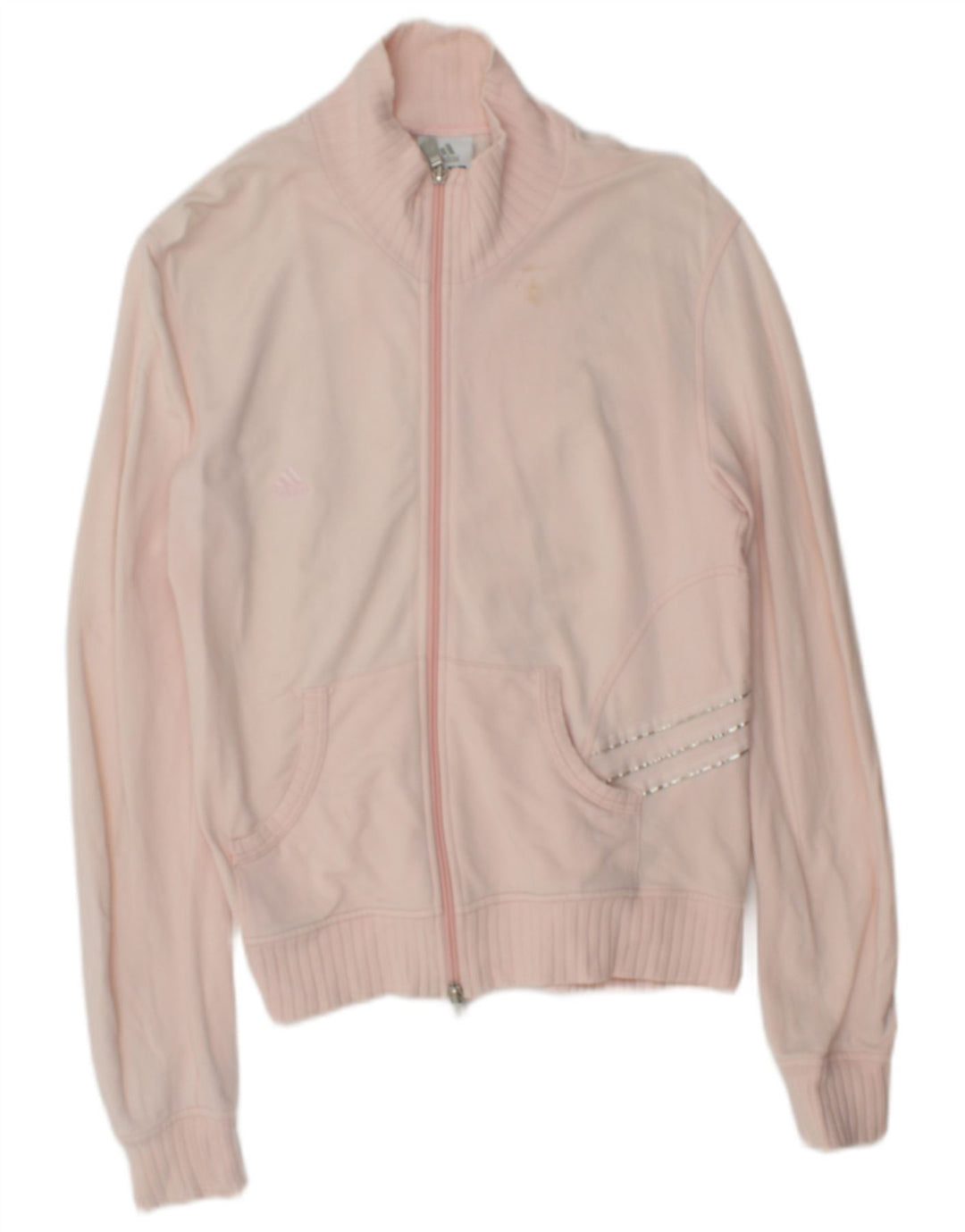Adidas Womens Tracksuit Top Jacket UK 14 Médio Rosa Algodão