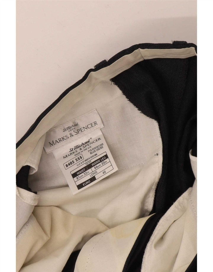 Calça masculina Marks & Spencer St. Michael Straight Suit W32 L33 Azul marinho
