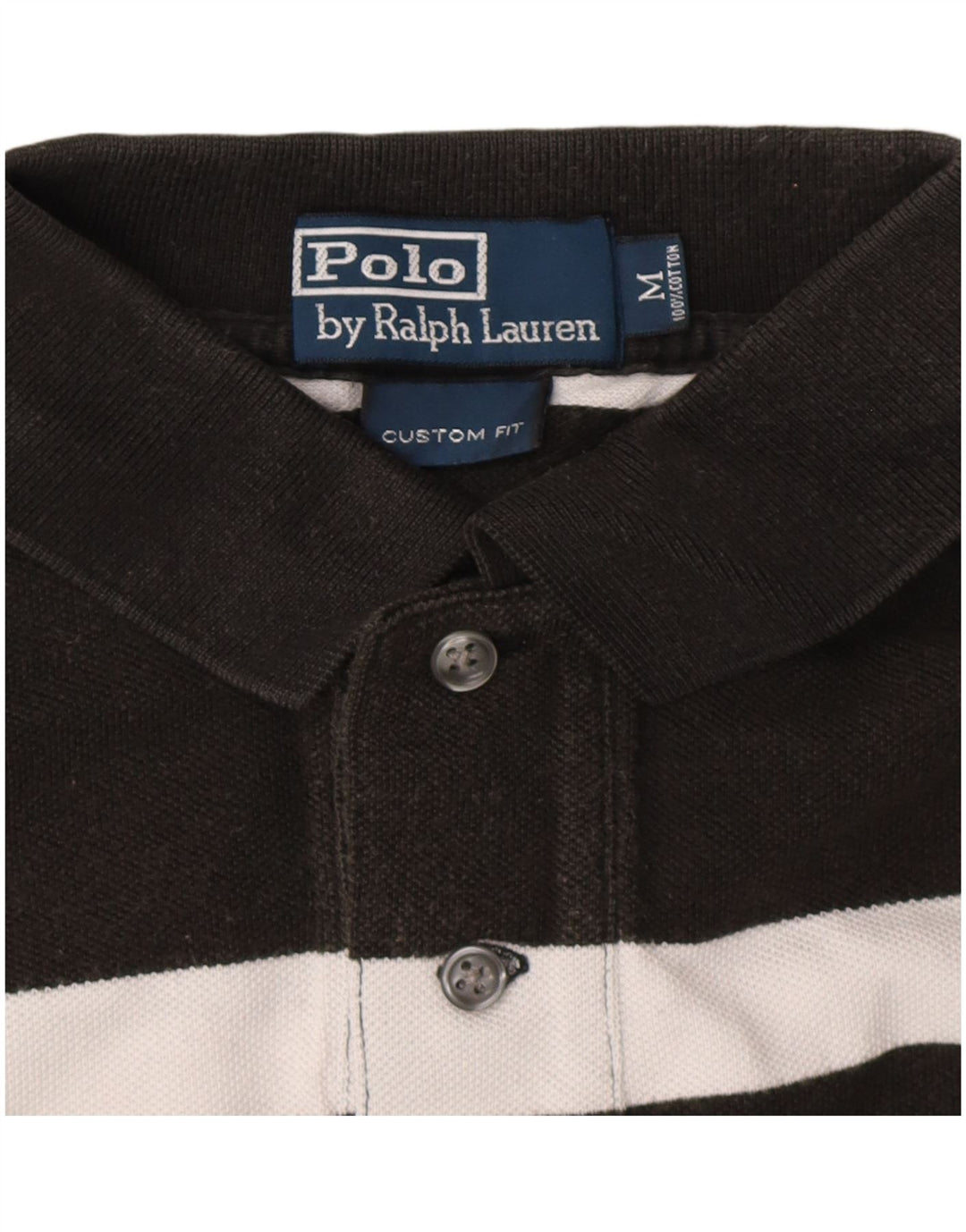 POLO RALPH LAUREN Camisa polo masculina de ajuste personalizado médio preto listrado algodão