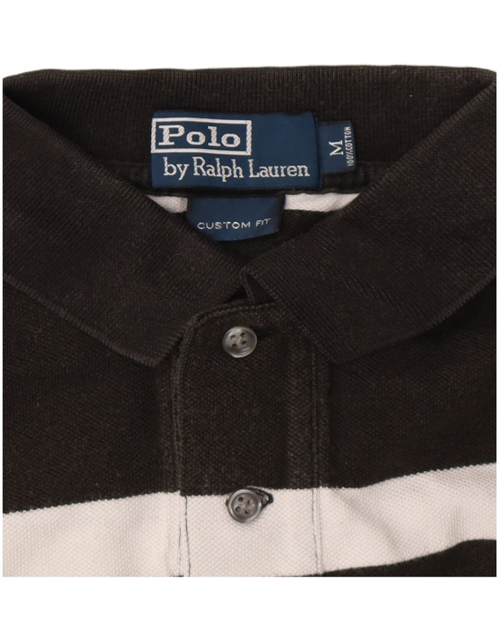 POLO RALPH LAUREN Camisa polo masculina de ajuste personalizado médio preto listrado algodão