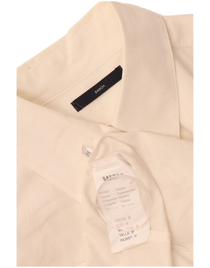 Camisa feminina Sasch UK 12 algodão branco médio