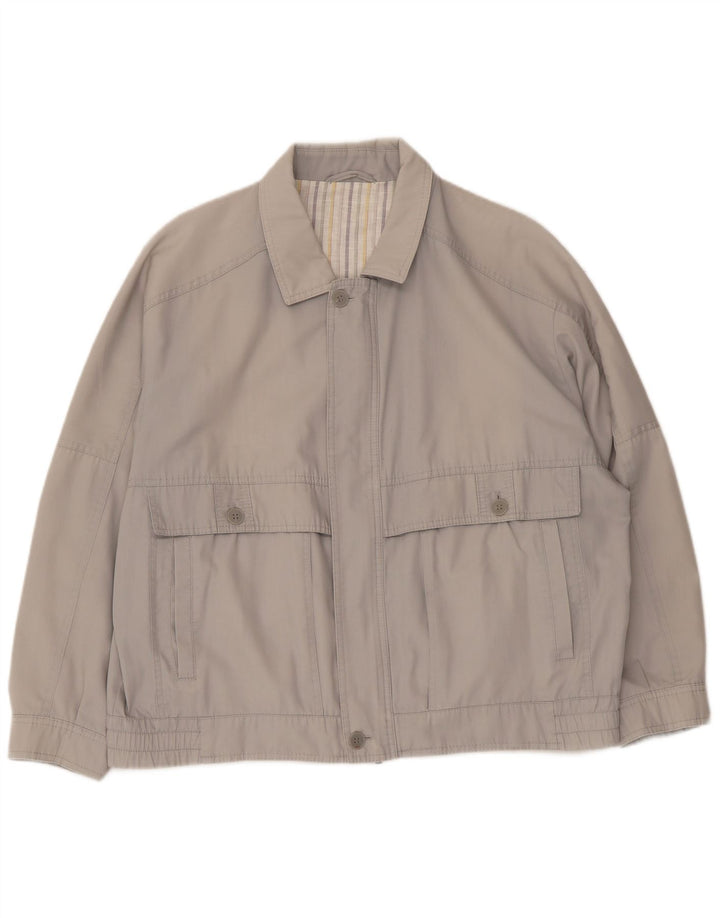Jaqueta bomber masculina vintage UK 40 poliéster cinza grande