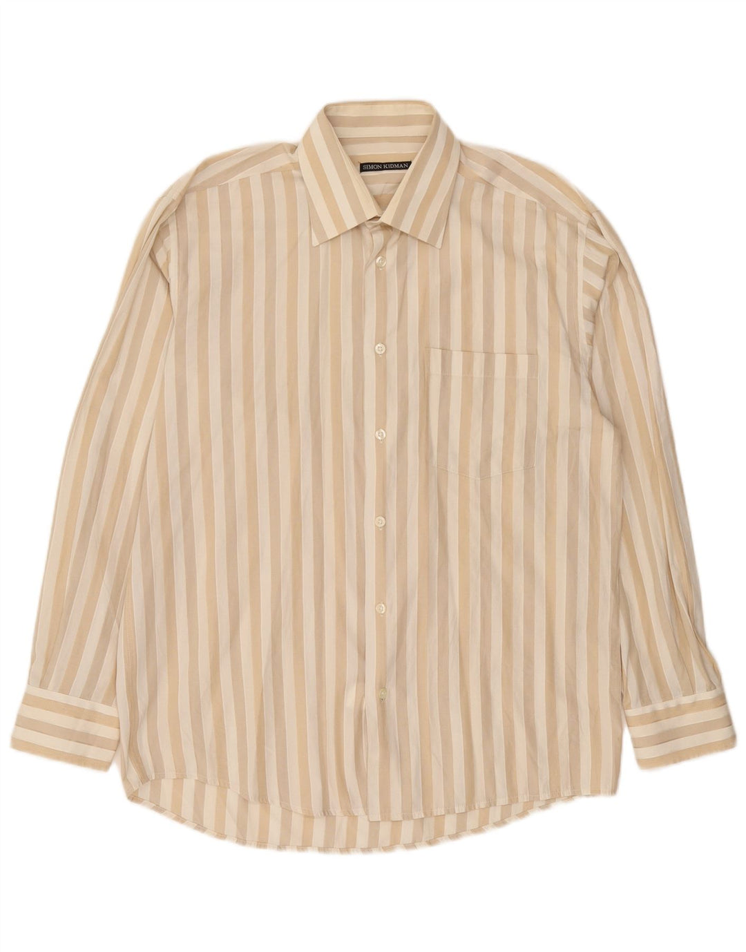 Camisa masculina vintage grande listrada bege