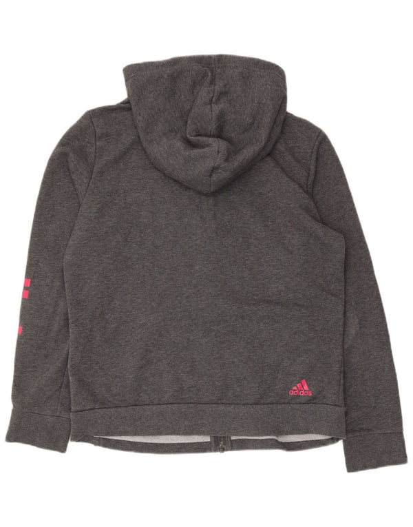 Suéter Adidas Feminino Graphic Regular Fit Zip com Capuz UK 16 Grande Cinza