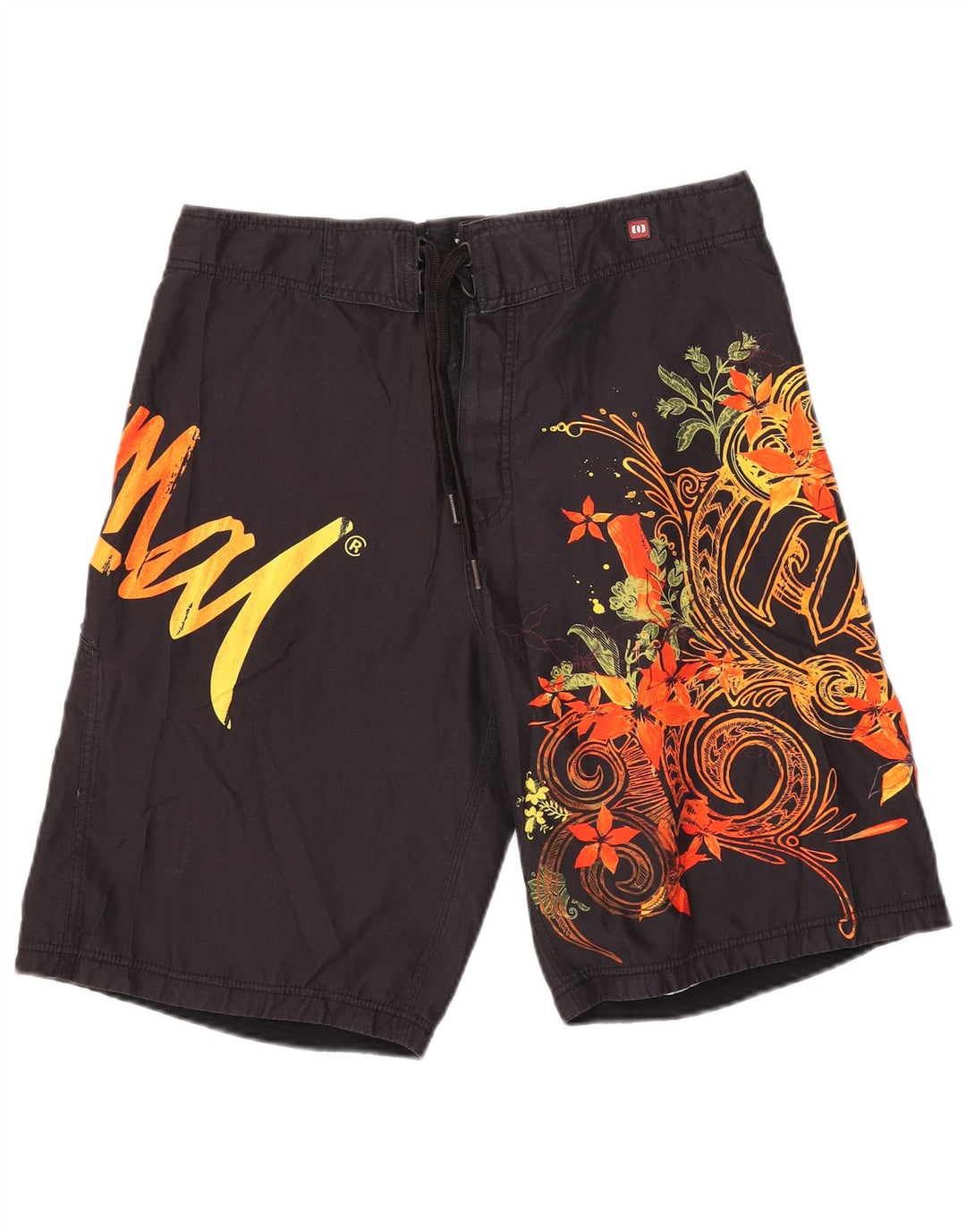 Animal Mens Graphic Swimming Shorts Poliéster Floral Preto Médio
