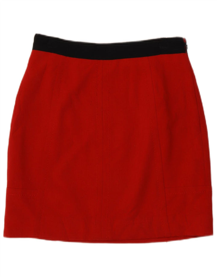 Mini saia feminina Coast UK 8 pequena W26 poliéster colorblock vermelho