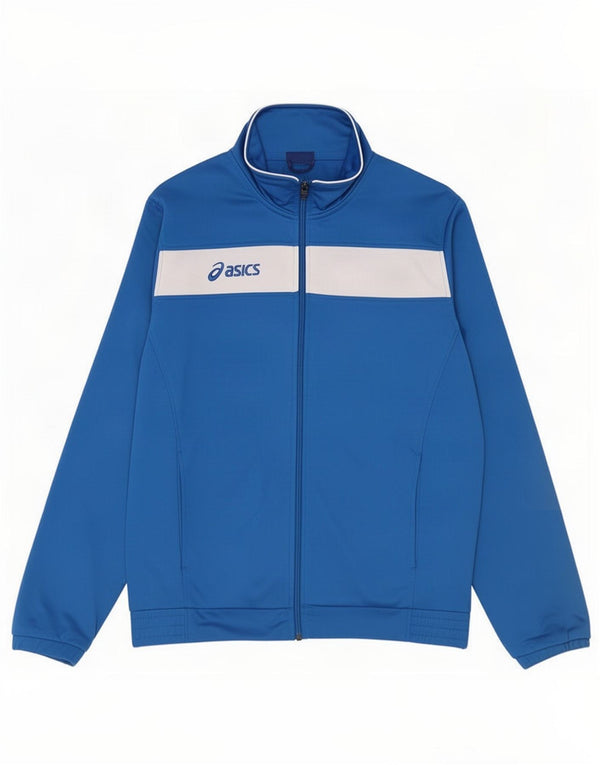 Asics Mens Graphic Tracksuit Top Jaqueta Médio Azul Colourblock Poliéster