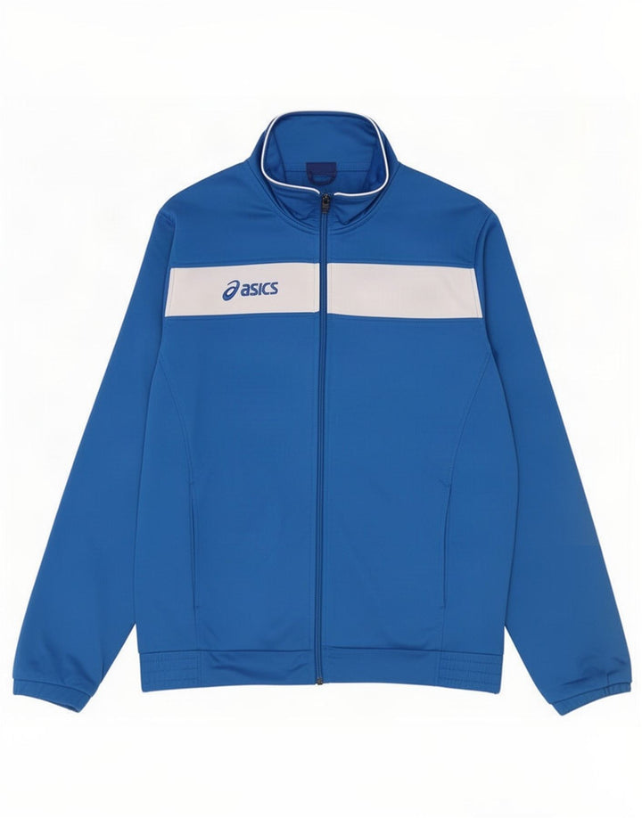 Asics Mens Graphic Tracksuit Top Jaqueta Médio Azul Colourblock Poliéster