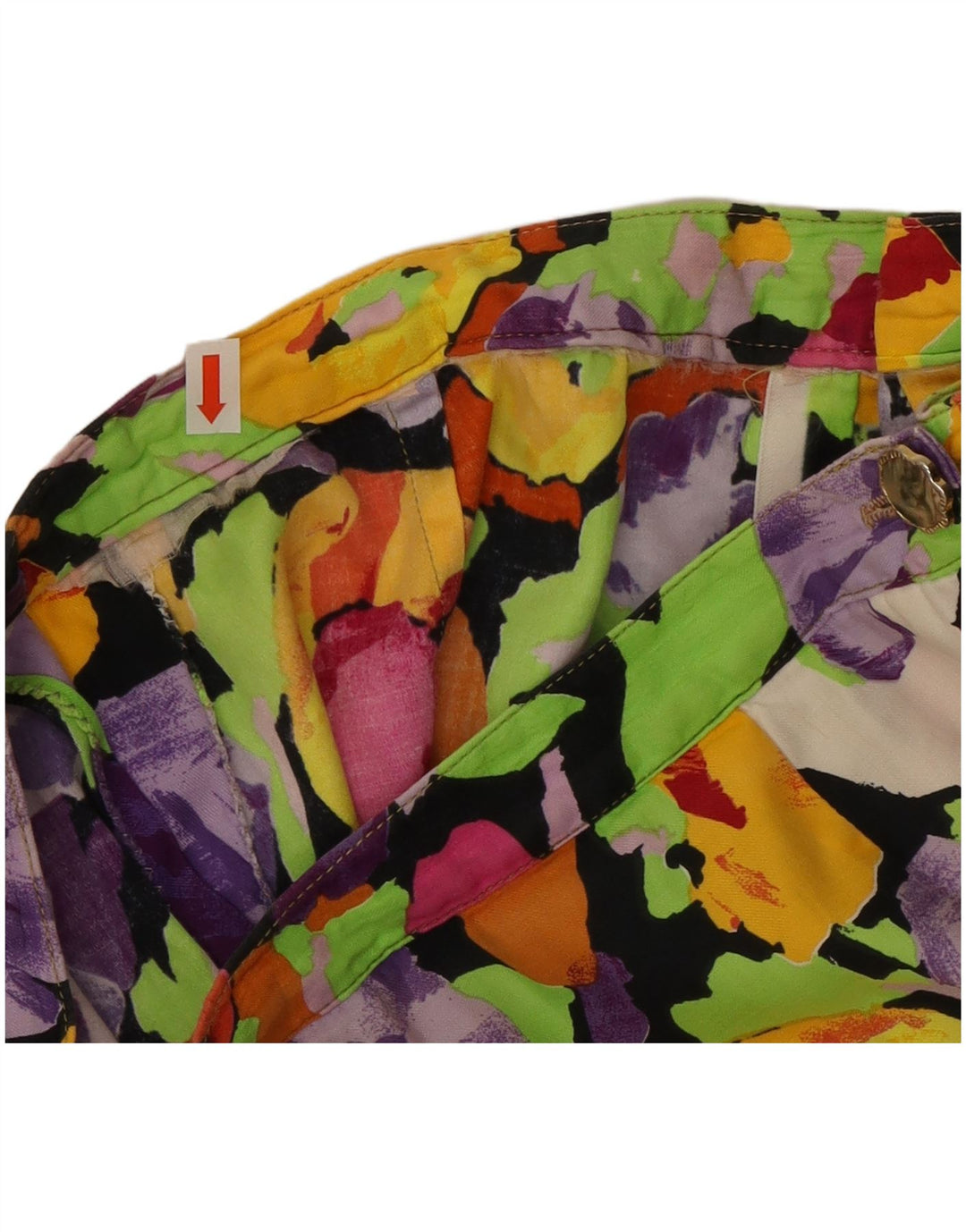 Saia reta feminina vintage W26 pequena floral multicolorida
