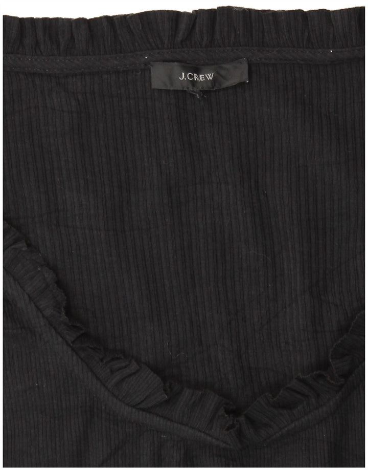 J. CREW Top feminino manga comprida UK 16 grande preto