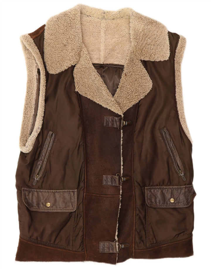 Jaqueta Duffle Feminina Sem Mangas Oversized Prestige Reino Unido 12 Marrom Médio