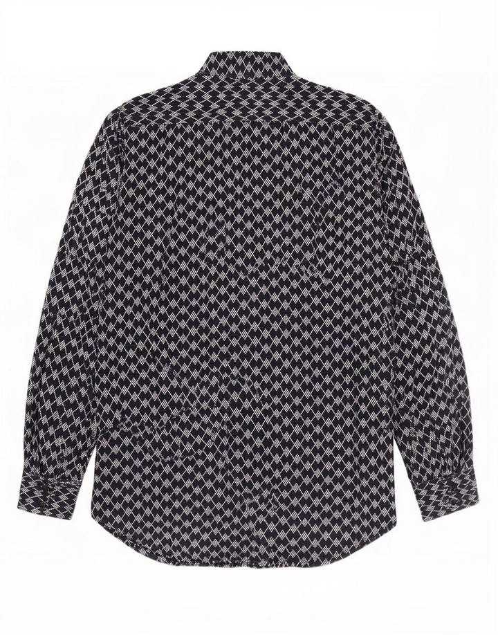 Camisa masculina G-Star de algodão geométrico azul marinho médio