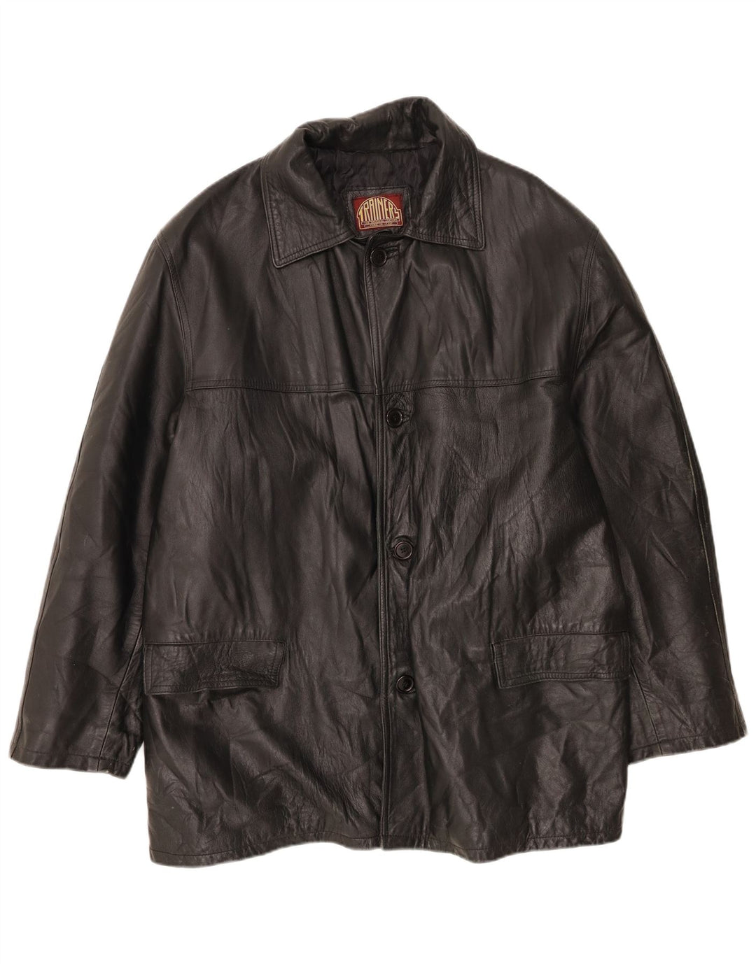 Jaqueta de couro masculina vintage IT 56 3XL preta