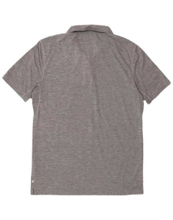 Camisa polo masculina de golfe Calvin Klein pequena cinza manchada de poliéster