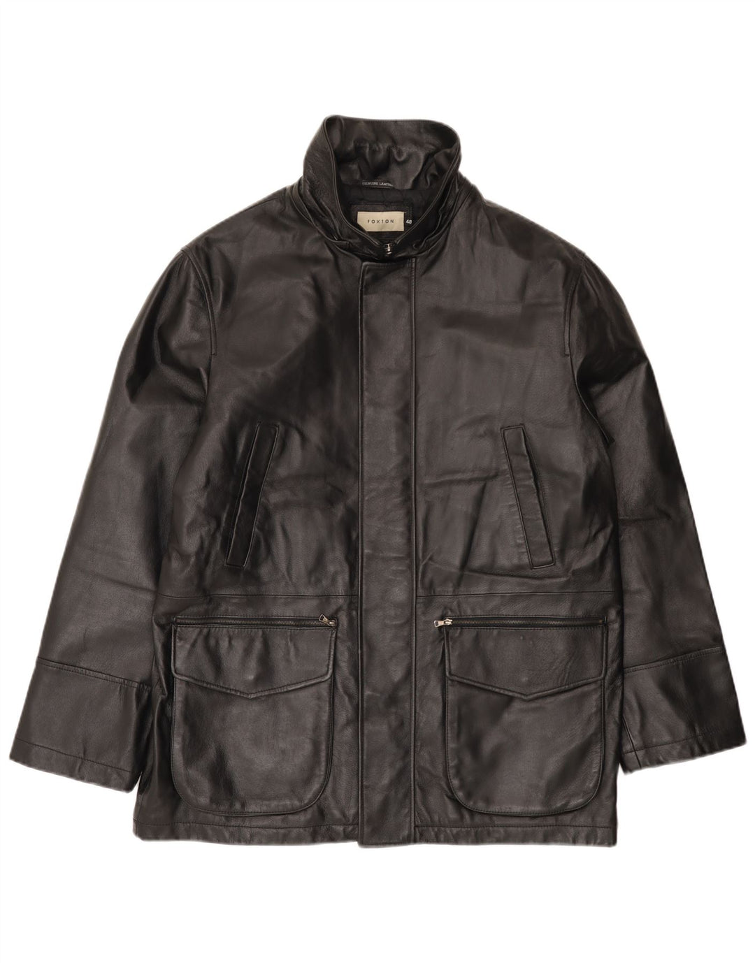 Jaqueta de couro masculina VINTAGE IT 48 couro preto médio