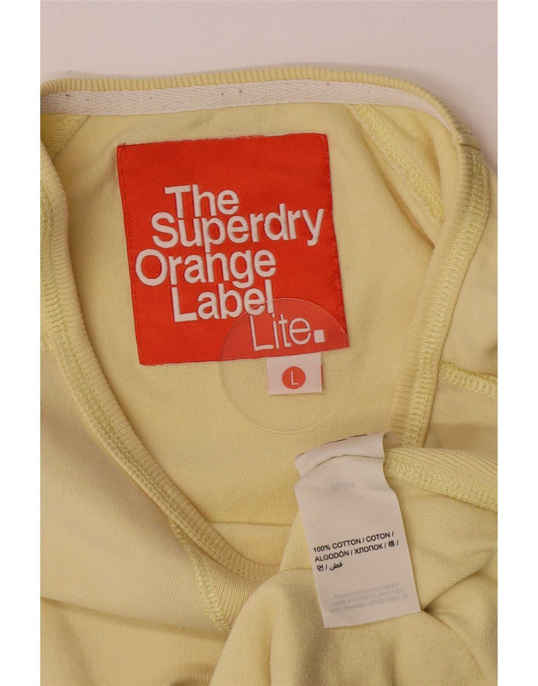 Top feminino Superdry manga comprida UK 14 grande algodão amarelo