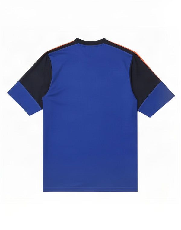 Adidas Mens Climalite Camiseta Top Grande Azul Colorblock Poliéster