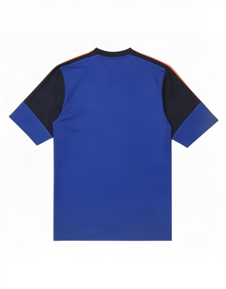 Adidas Mens Climalite Camiseta Top Grande Azul Colorblock Poliéster
