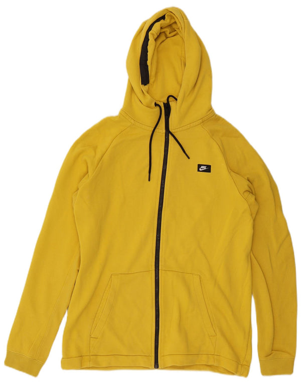 Suéter Nike masculino com capuz e zíper médio algodão amarelo