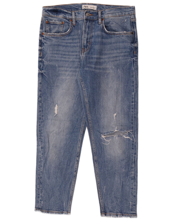Zara Jeans femininos desgastados slim EU 40 médio W30 L26 azul