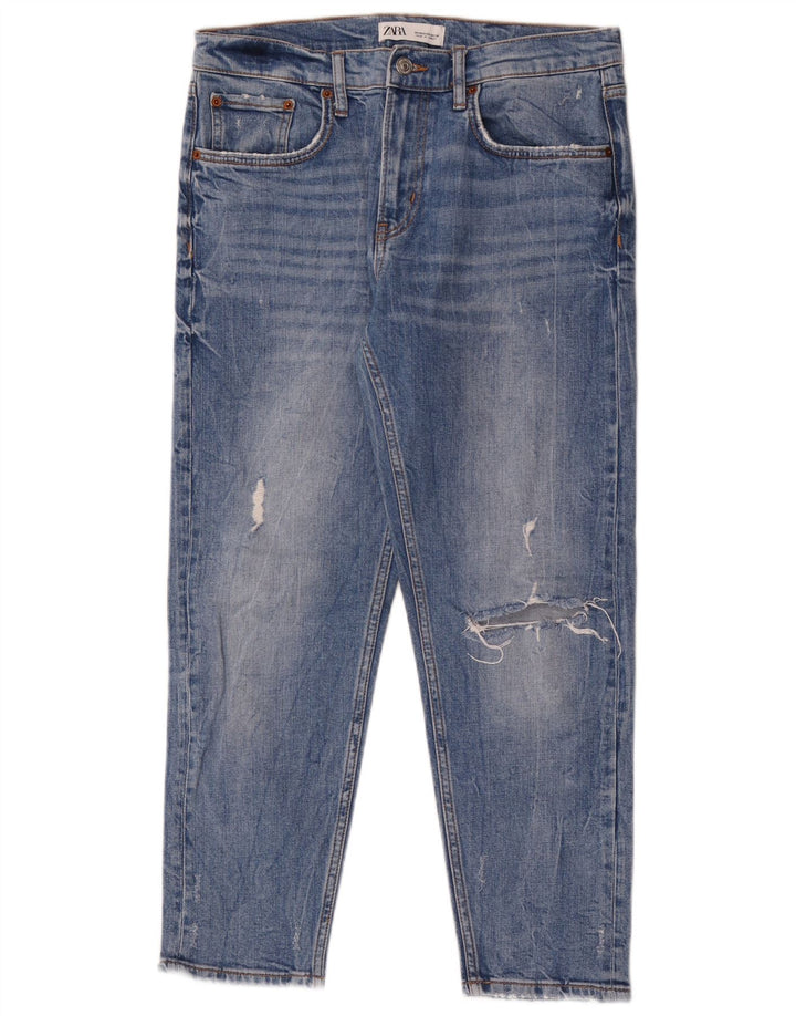 Zara Jeans femininos desgastados slim EU 40 médio W30 L26 azul