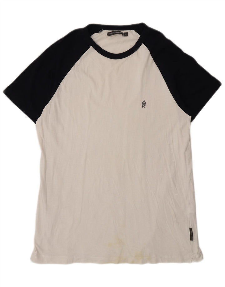 Camiseta feminina French Connection grande algodão colorblock branco