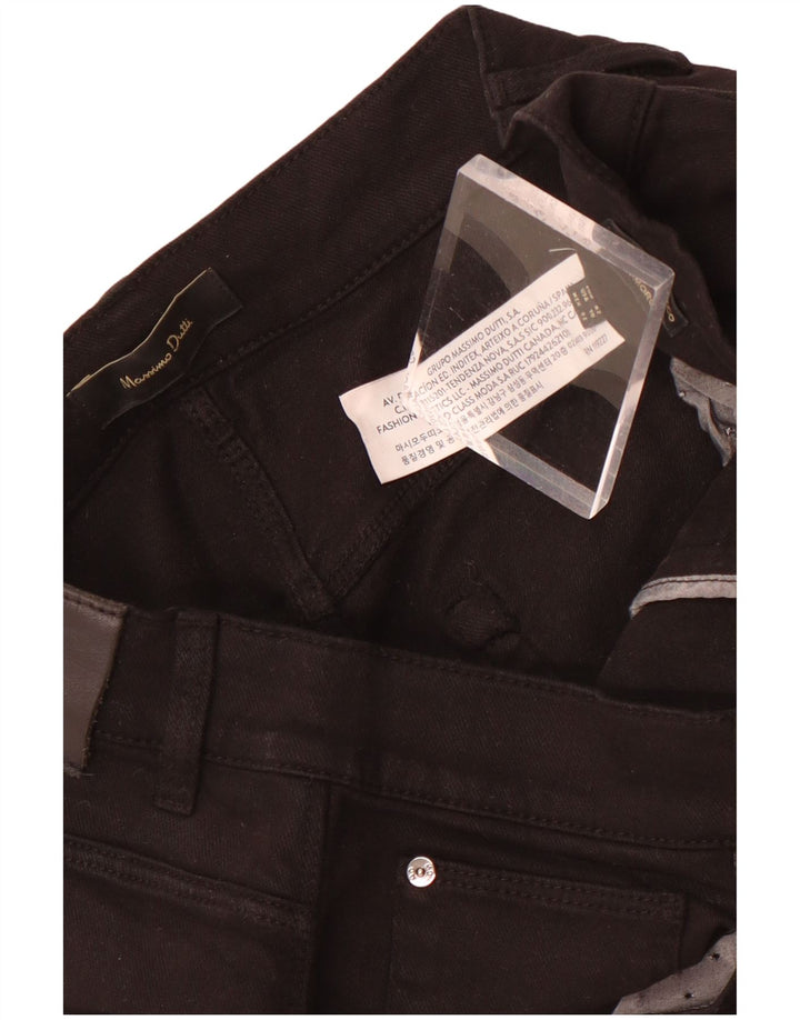 Jeans reto feminino Massimo Dutti EU 42 grande W32 L27 algodão preto