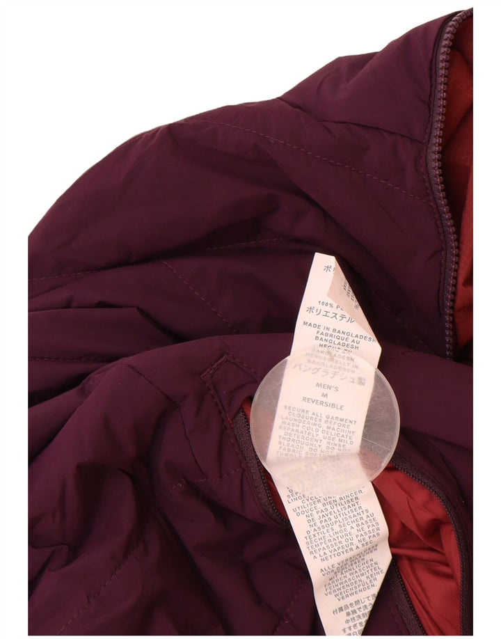 Jaqueta masculina reversível com capuz Eddie Bauer UK 38 médio Borgonha Nylon
