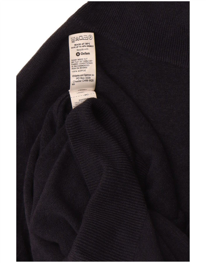Suéter feminino Marks & Spencer com gola redonda Reino Unido 10 pequeno azul marinho