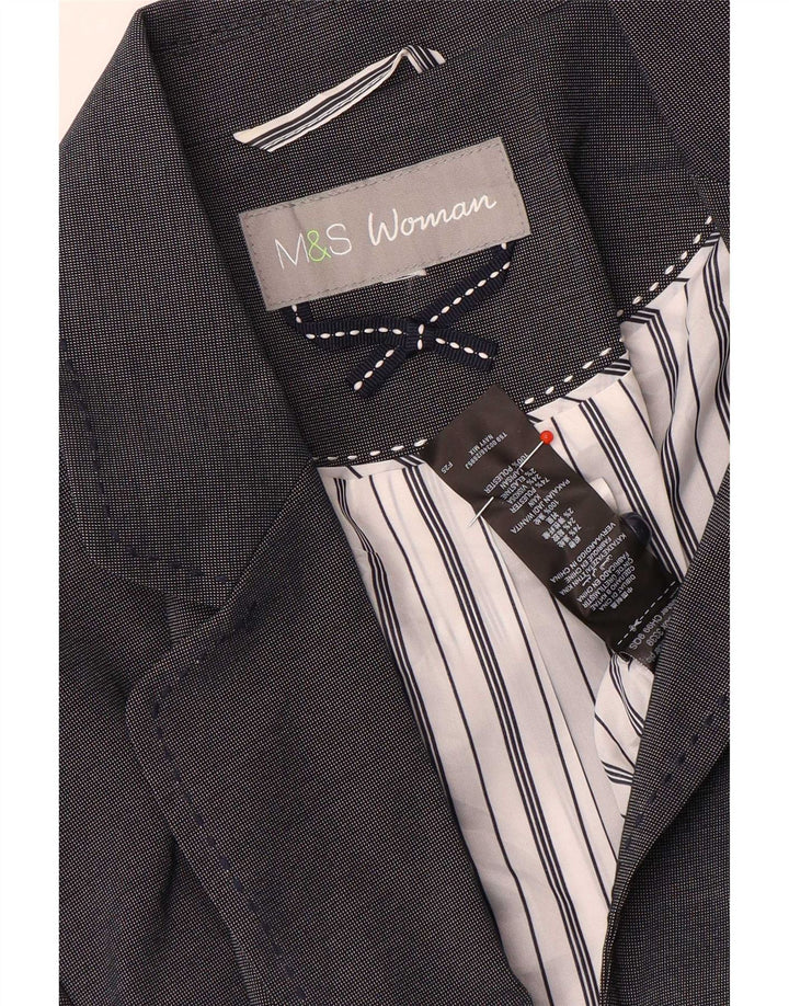 Jaqueta blazer feminina de 5 botões Marks & Spencer Reino Unido 18 XL azul marinho poliéster