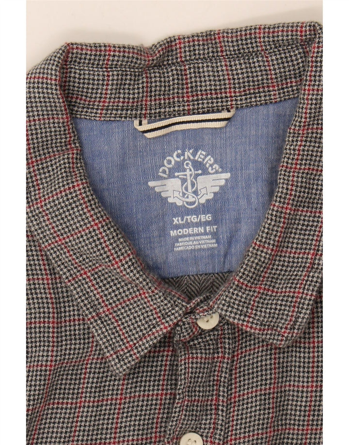 DOCKERS Mens Modern Fit Shirt XL Grey Check Cotton Vintage Dockers and Second-Hand Dockers from Messina Hembry 