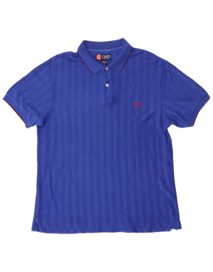 Camisa polo masculina Chaps grande algodão listrado azul