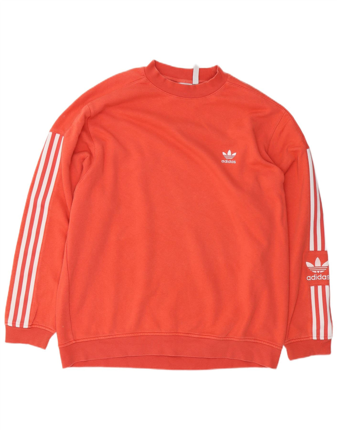 Adidas Mens Graphic Moletom Jumper Grande Algodão Laranja