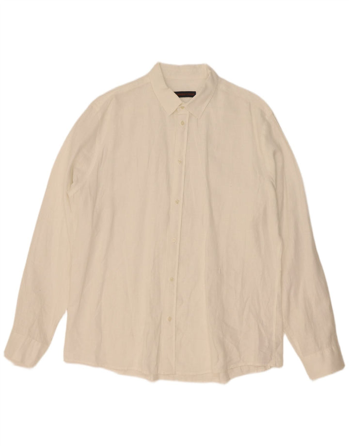 Camisa masculina Trussardi tamanho 43 grande linho branco