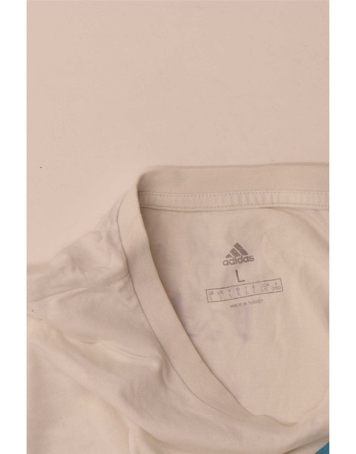 Adidas Mens Graphic T-Shirt Top Grande Algodão Branco