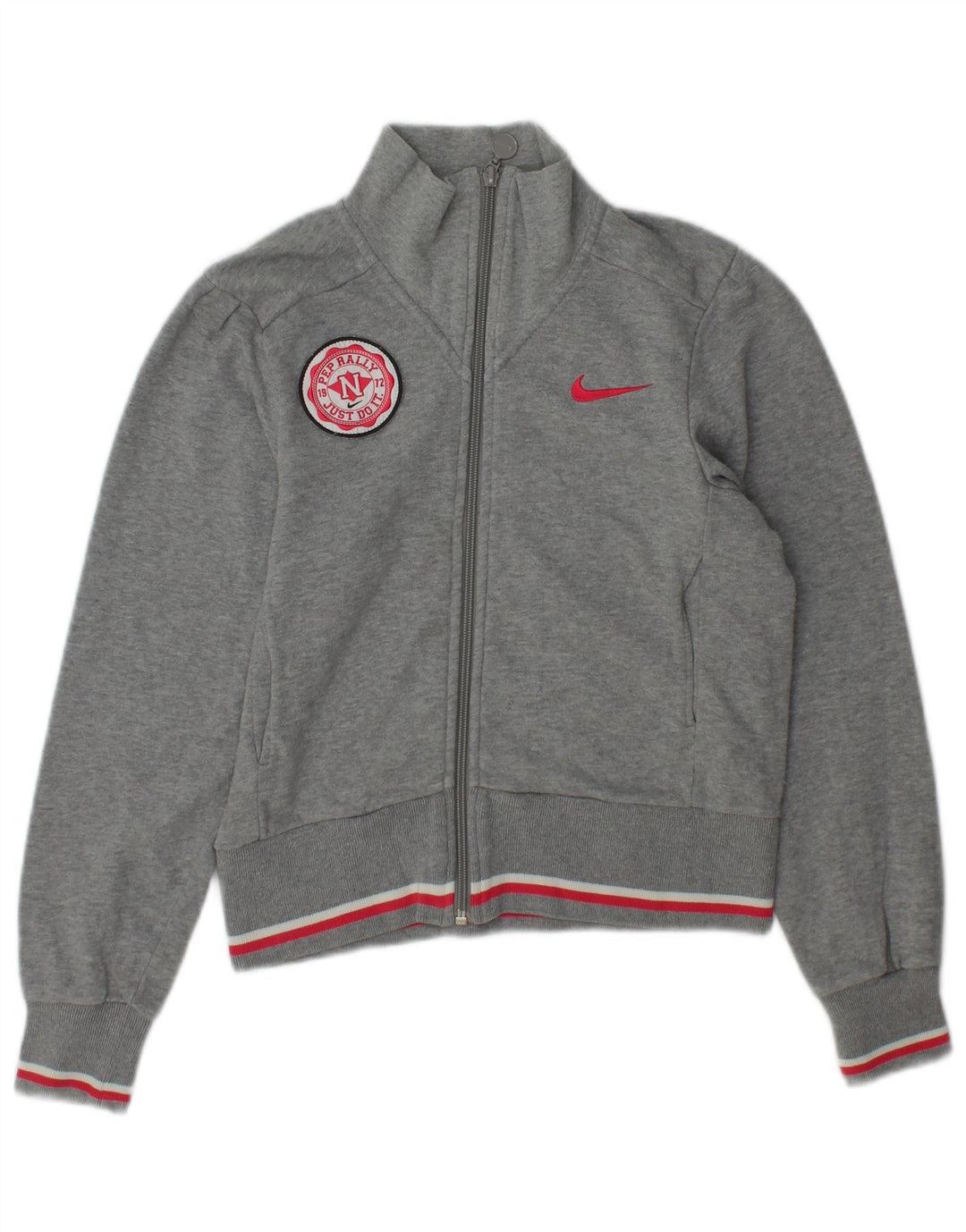 Nike Womens Tracksuit Top Jacket UK 6/8 XS Cinza Algodão