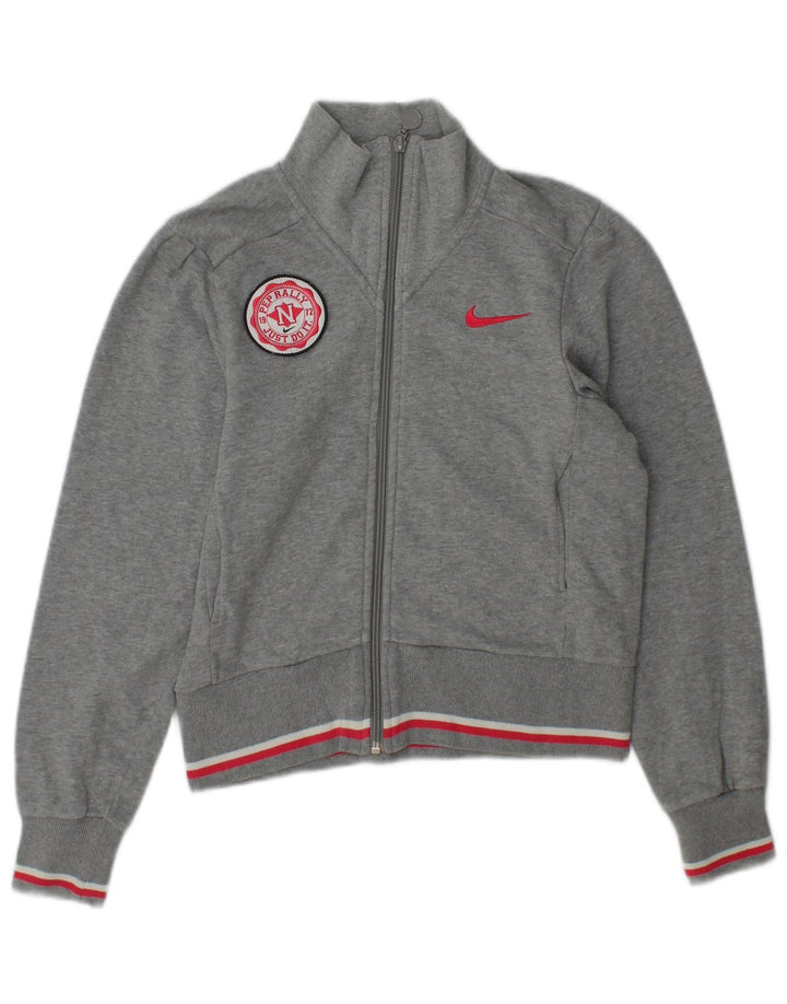 Nike Womens Tracksuit Top Jacket UK 6/8 XS Cinza Algodão
