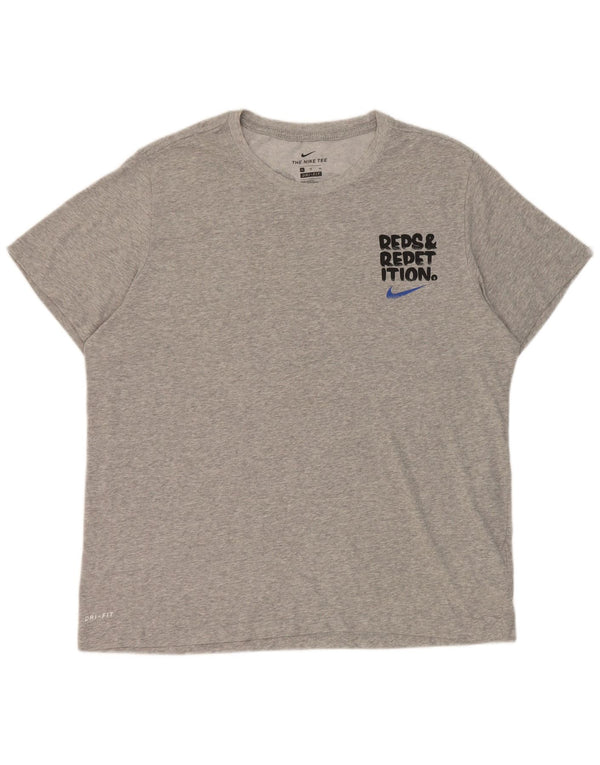 Camiseta Nike masculina Dri Fit Graphic Top XL cinza manchado de algodão