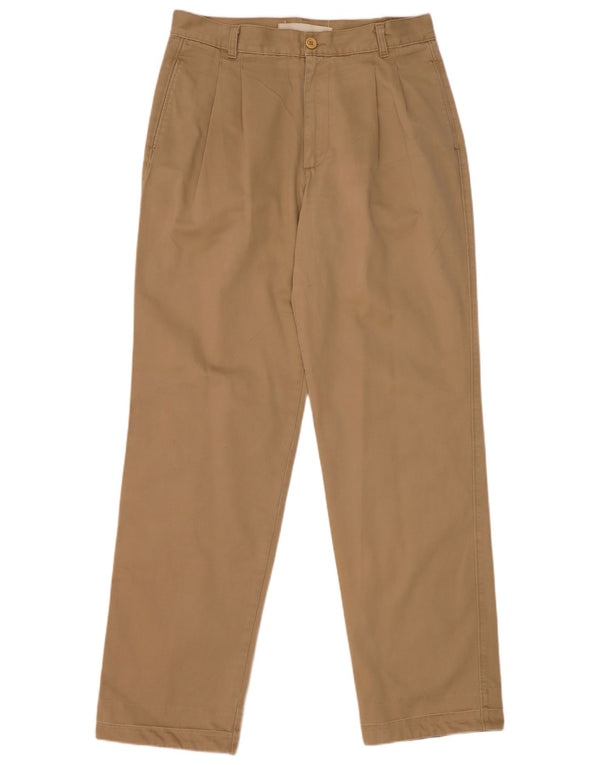 Calça Chino masculina com cinto de algodão W34 L34 cáqui