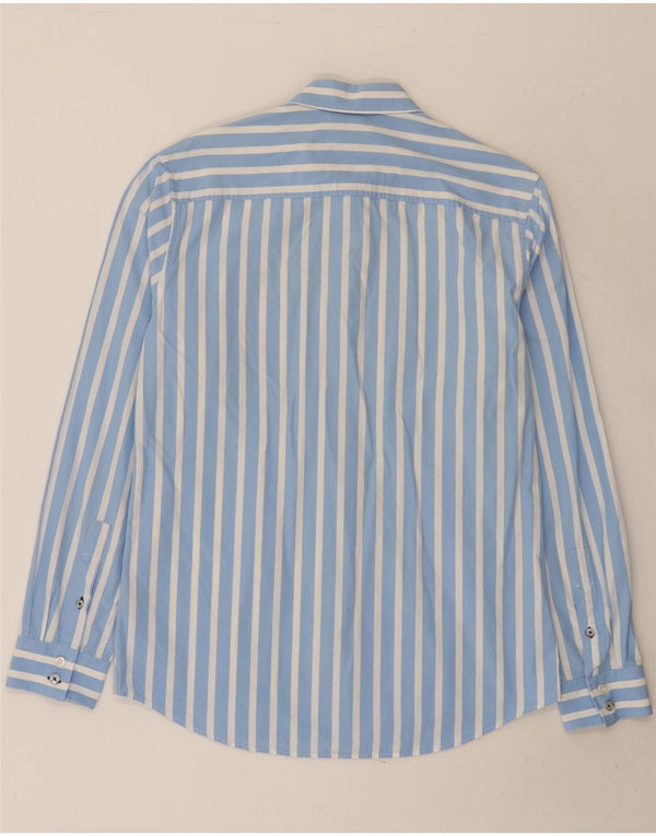 Camisa masculina Crew Clothing de algodão listrado azul médio