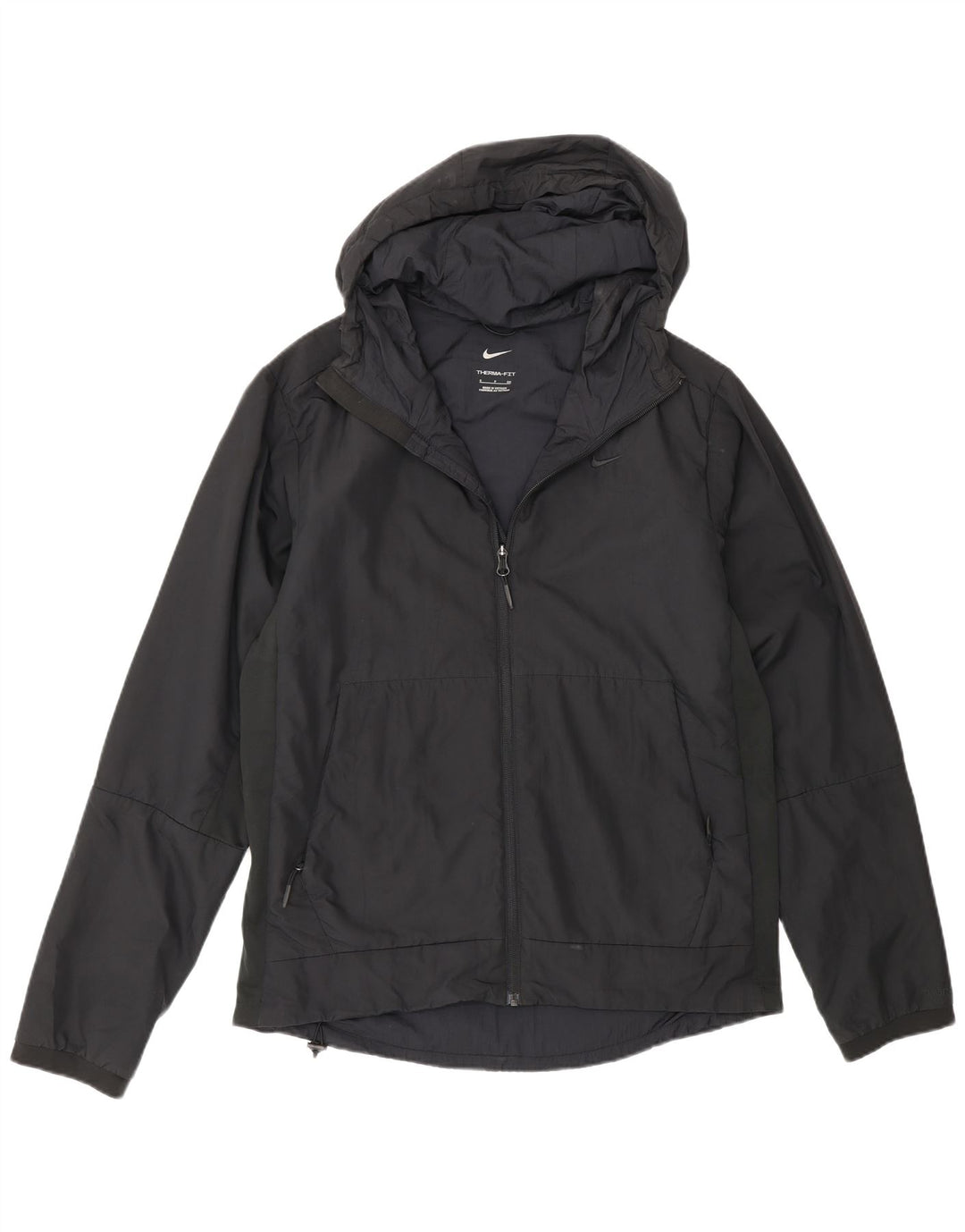 Jaqueta masculina Nike Therma-Fit com capuz e jaqueta pequena de poliéster preto