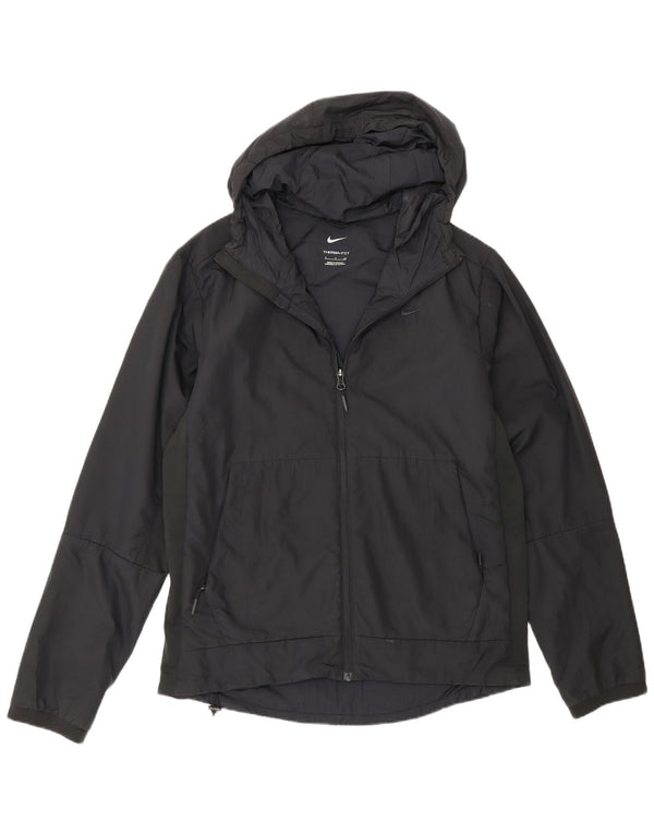 Jaqueta masculina Nike Therma-Fit com capuz e jaqueta pequena de poliéster preto