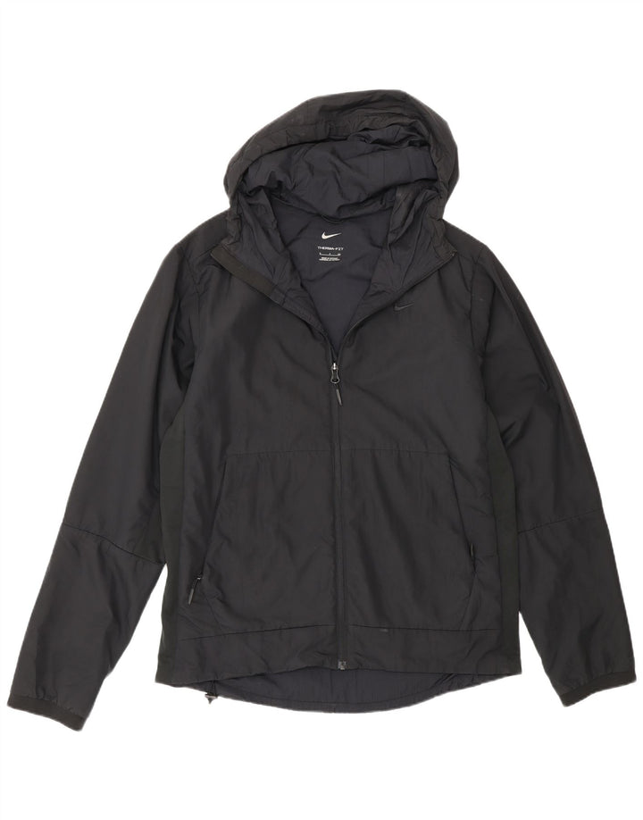 Jaqueta masculina Nike Therma-Fit com capuz e jaqueta pequena de poliéster preto