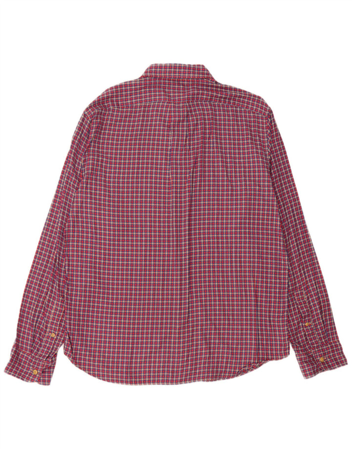 J. CREW Camisa masculina de flanela slim fit grande algodão xadrez vermelho