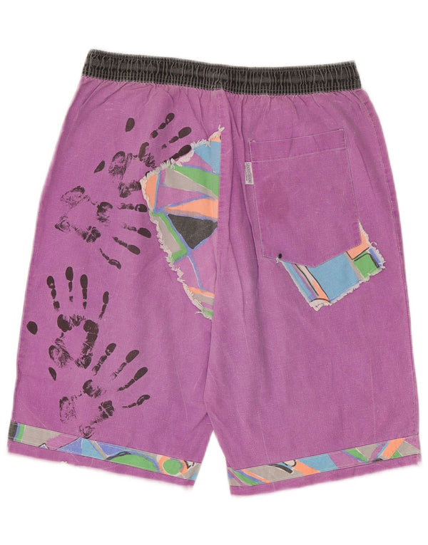 Shorts casuais gráficos masculinos vintage W32 algodão roxo médio