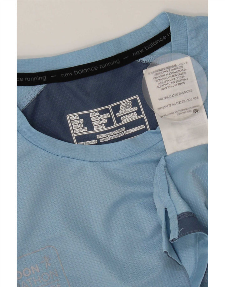 Camiseta masculina New Balance Top médio azul colorblock poliéster
