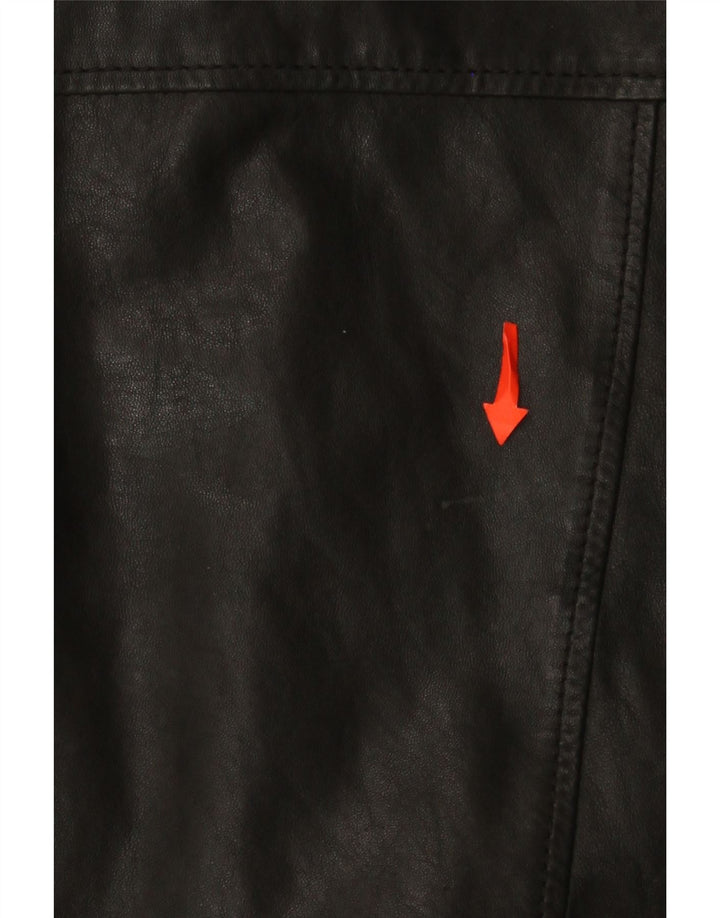 Jaqueta de couro feminina vintage IT 42 couro preto médio