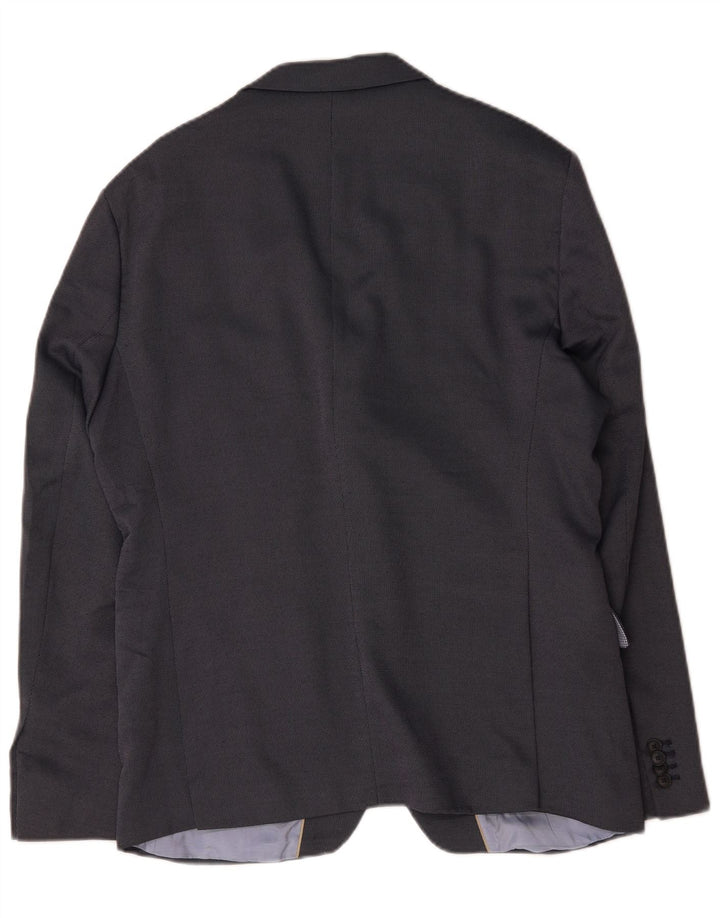 Jaqueta blazer masculina Zara com 2 botões EU 54 XL azul marinho poliéster