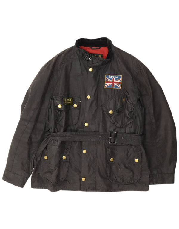 Jaqueta masculina de algodão encerado Barbour UK 42 XL preta